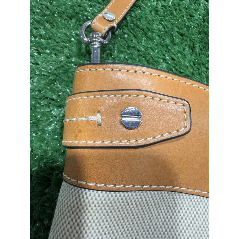 Tory Burch Moto Crossbody Bag Canvas Leather Beige Women's Shoulder Bag